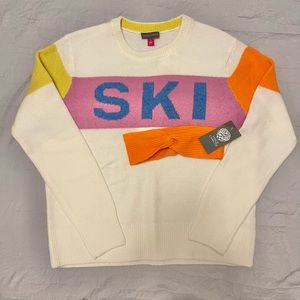 Vince Camino NWOT ivory & multicolor long sleeve sweater with matching headband